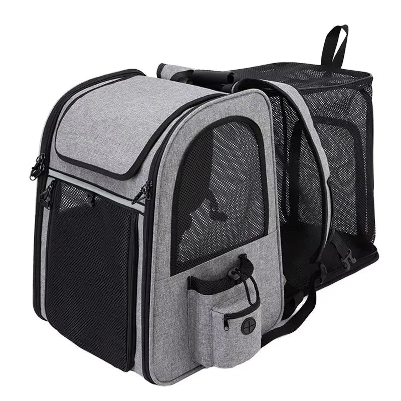 Pet Bag Backpack for Cat & Small Dog Large Space Capacity Foldable Breathable Pet Travel Expansion Bag Cat Carrier