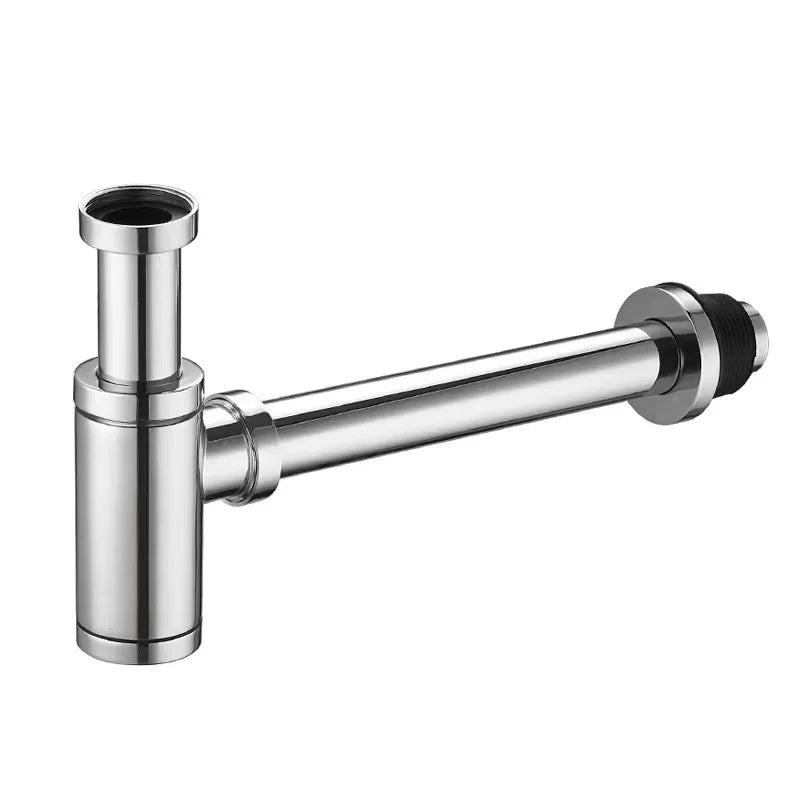 Modern Brass Chrome Brass Basin Sink Waste Trap Hot Sale Simply Copper Siphon P-Trap Waste Pipe Round Design Bottle Trap G 1/2