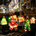 Christmas Window Decorations Lighted Christmas Snowman Bell Star Shaped LED Sucker Lamp for Xmas