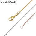 Fashion Woman Jewelry Making Basic Necklace Gold Silver Rose Gold Plated Tiny 1.2mm Thickness Round Snake Necklace Chains