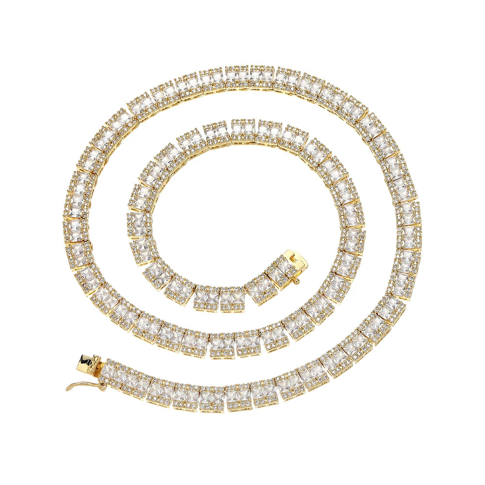 BC159  6MM Brass CZ Tennis Chain Necklace Men and Women Hip Hop Jewelry Gift