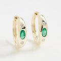 LOZRUNVE 14k gold Emerald Gemstone Zirconia Bold Hoop Earring 925 Silver