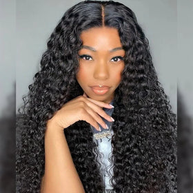 Lemoda 100% Swiss Lace Brazilian Hair Wigs Wear and Go HD Lace Wigs Deep Curly Glueless Lace Front Wig Beginner Friendly