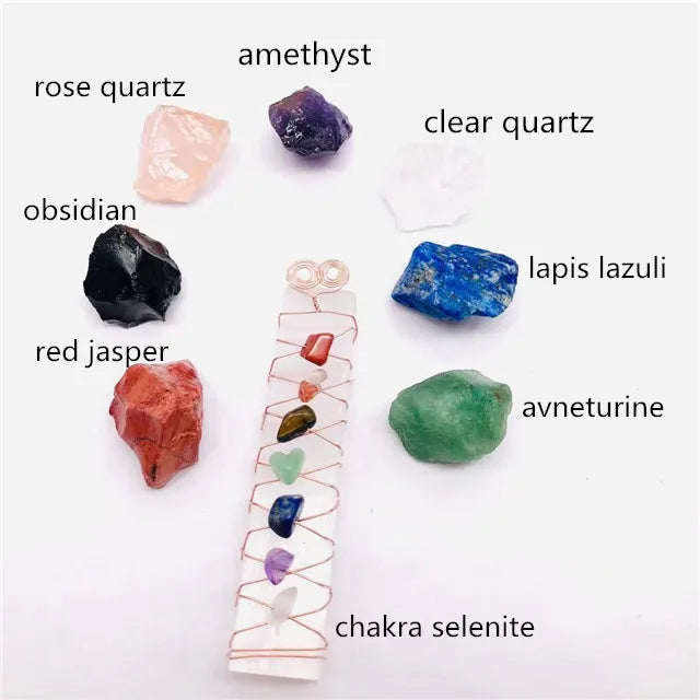 Wholesale Spiritual Healing Products Natur Seven Chakra Chips Wire Wrapped Raw Selenite Stick Wand for Meditation