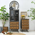 Rustic Eco-Friendly American Farmhouse Style Antique Tall Wooden Furniture Decor Living Room Storage Cabinets with Doors Drawer
