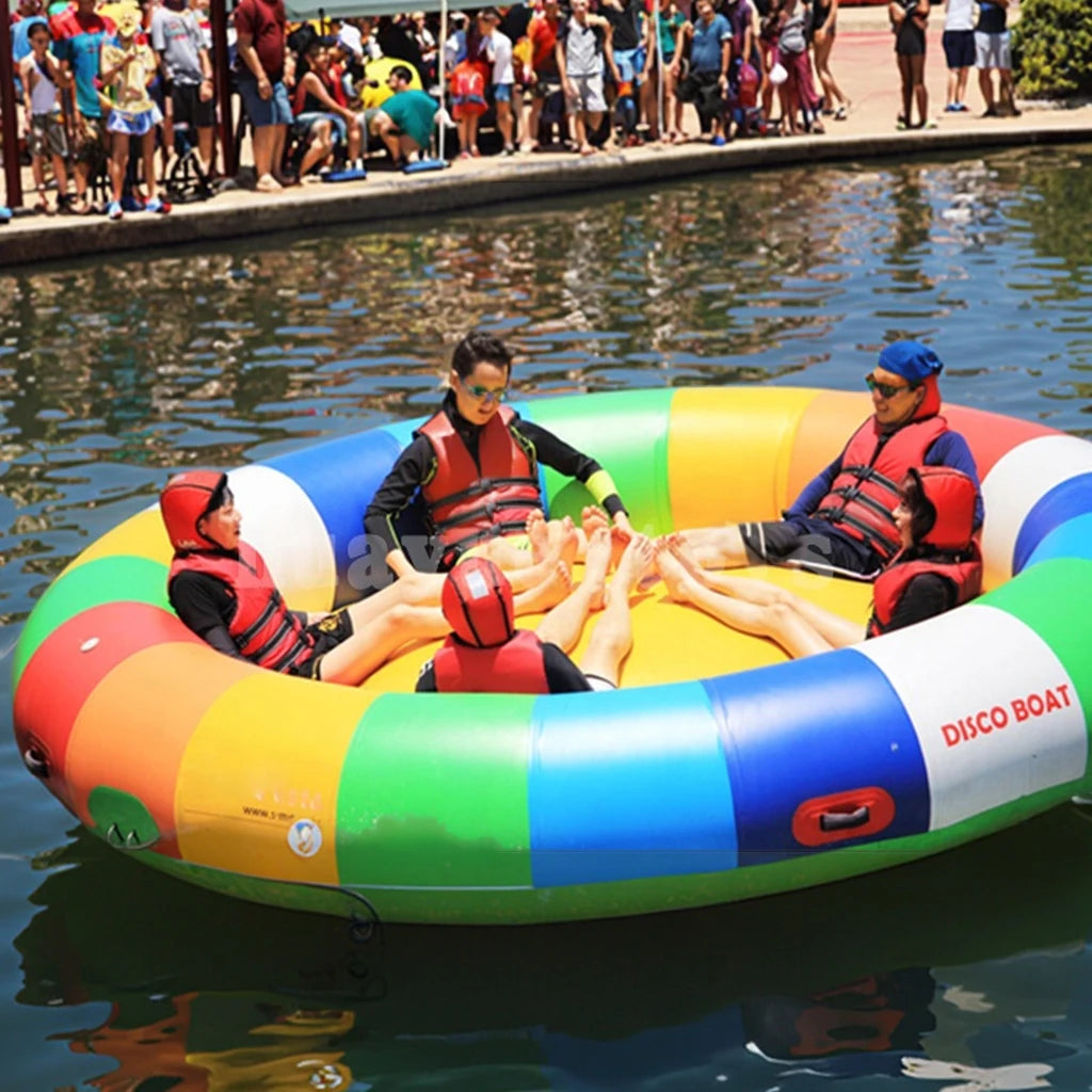 Inflatable Aqua Gyro Crazy Spinning Water Twister Disco Banana Boat Tube Commercial Grade Inflatable Disco Boat for Sale
