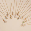12 Months Alloy Clavicle Chain Colorful Crystal Birthstone Moon Star Pendant Necklace for Women Anniversary Gift