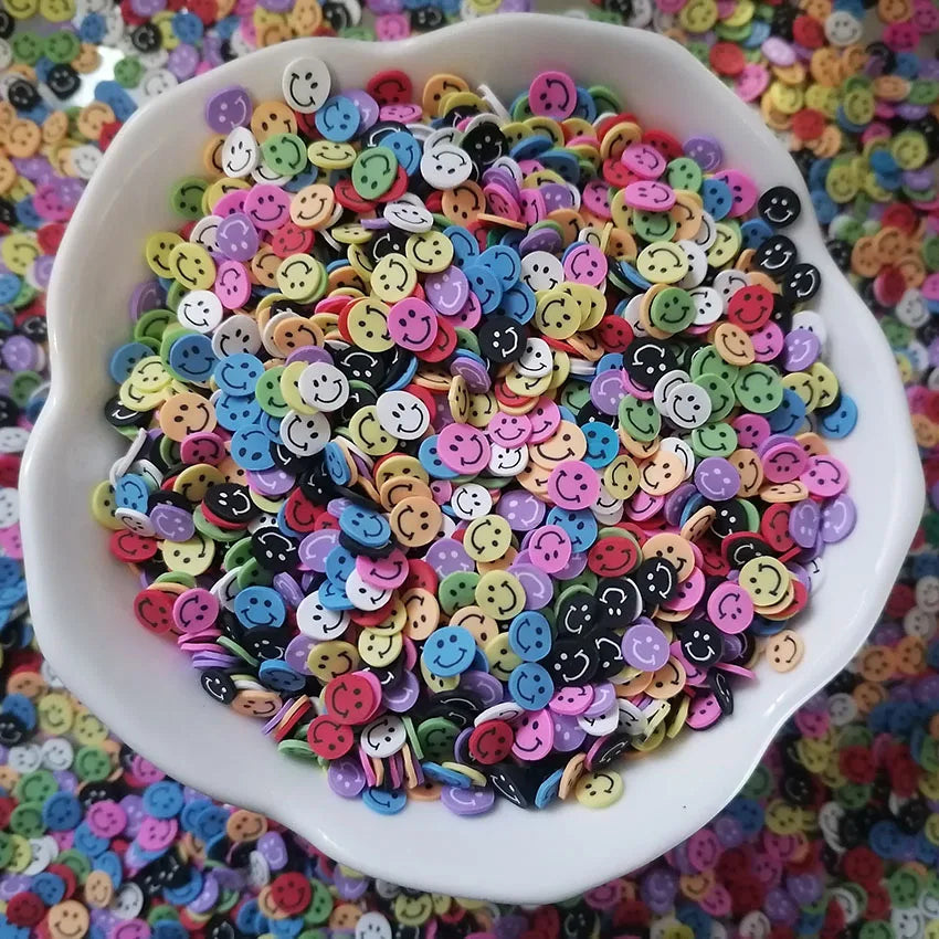 1KG DIY Craft Slime Sprinkles Facial Expression Colorful Face Smile Polymer Clay Sprinkles Slices