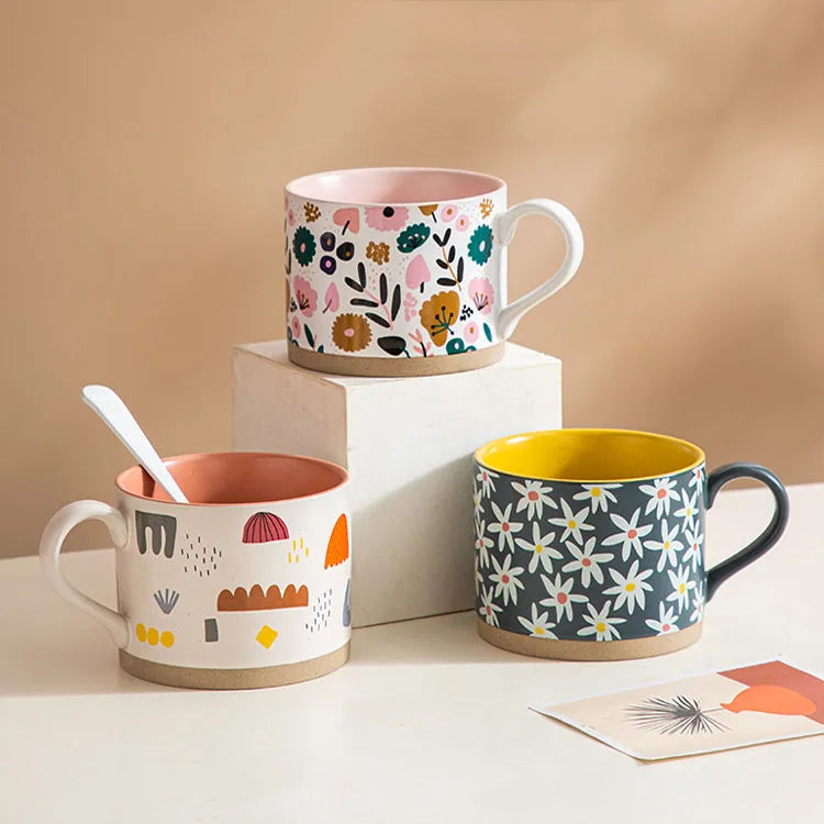 Creative and Simple Nordic Ins Style Cup Clay Coarse Pottery Large Capacity Breakfast Milk Coffee Mug