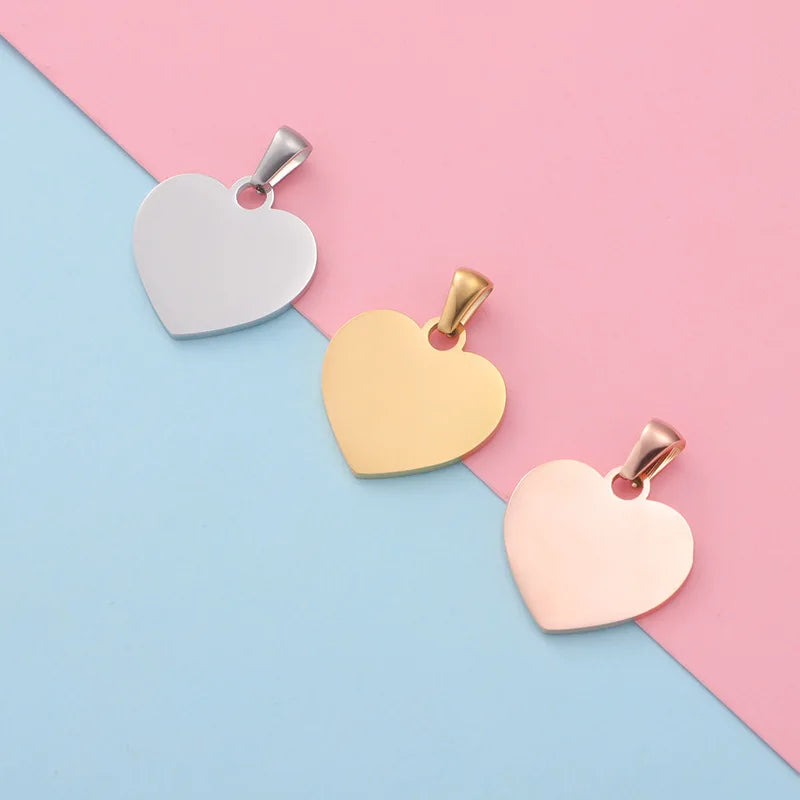 Minimalist Wholesale Classic Heart Shape Gold Plated Dog Tags Pendant Fashion Jewelry Accessories Stainless Steel Necklace Charm