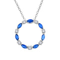 YILUN Fine Jewelry Blue Zircon Stone Circle Necklace 925 Sterling Silver Circle of Life Pendant Necklace for Women