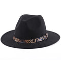 SH-1075 Wide Brim Fedora Hat with Classic Vintage Leopard Hatband Men's & Women's Character Style Casual & Outdoor Wholesale