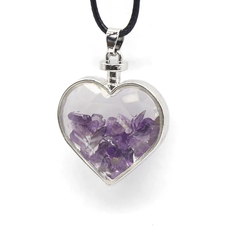 HZ Charms Assorted Natural Gemstone Bead Pendant Healing Crystal Stone Heart Pendants for Jewelry Making Crystals