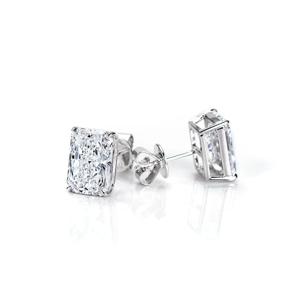 Messi Jewelry MSE-776 14k Gold With 1.8ct Radiant Cut Lab Grown Diamond Stud Earring
