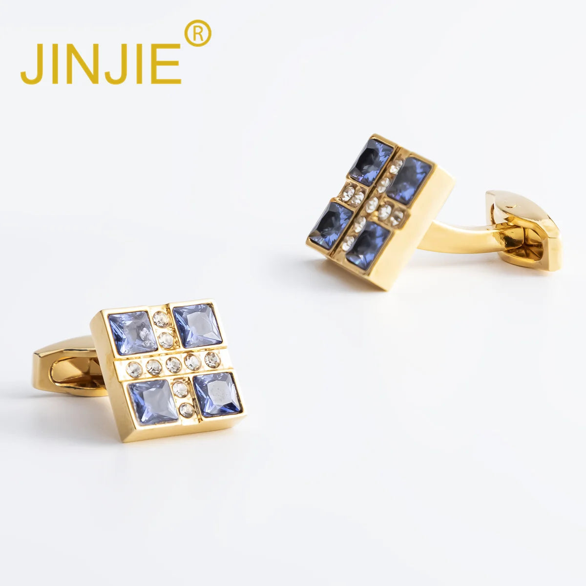 Luxury High Quality Electroplated Gold Diamond Zircon Men French Cufflinks Wholesale