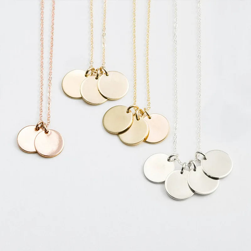 Mirror Polished Stainless Steel Jewelry Custom Logo Name 6mm Round Charms Pendant Necklace