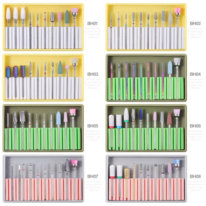 NAD007 10pcs/box Nail Cone Tip Ceramic Drill Bits Electric Cuticle Clean Rotary for Manicure Pedicure Grinding Head Sander Tool
