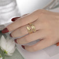 SC Popular Stainless Steel Geometric Rings Stylish Snake Hug Rings Fashion Gold Silver Initial Cross Leaf Heart Rings for Women