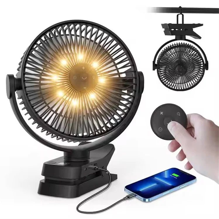 Wholesale 12000mah USB Rechargeable Clip Fan with 5 Blades Mechanical Control for Outdoor Golf Cart Gym Desk Camping Tent