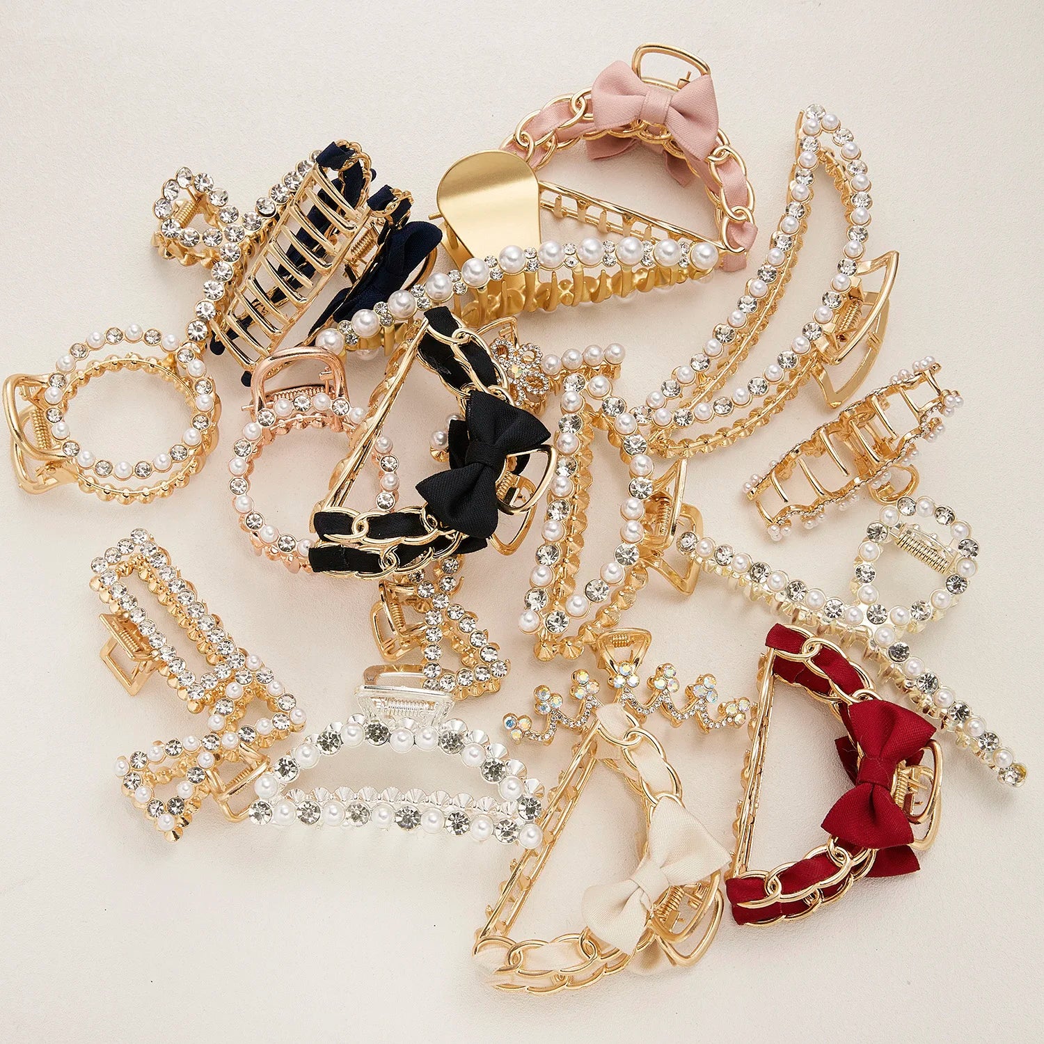 Trendy Pearl Hairpin Diamond Claw Hair Clip Crystal Shark Clip Big Hair Catch Fashion Metal Hairpins Hair Accessory