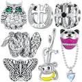 Wholesale 925 Sterling Silver Animal Beads Snake Owl Monkey Charm Pendant Fit Bracelet & Necklace DIY Women Fine Jewelry Making