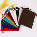 Wholesale Custom logo Flannel Black Red Bag Drawstring Pocket Jewelry Packaging Gift Bag