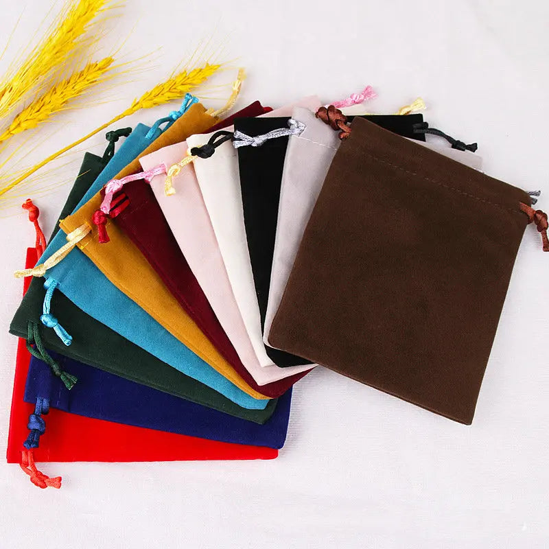 Wholesale Custom logo Flannel Black Red Bag Drawstring Pocket Jewelry Packaging Gift Bag