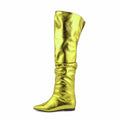 Fall Winter Over-the-Knee Western Low MOQ Bronze Metallic PU Women Comfort Wide Calf Thigh High Flat Boots