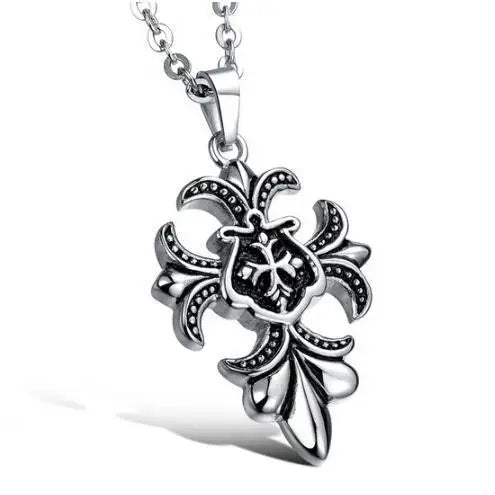 Wholesale Religious Silver Cross Pendant Men's Retro Style Vintage Steel Cross Jewelry Fine Pendants & Charms Wholesale for Men
