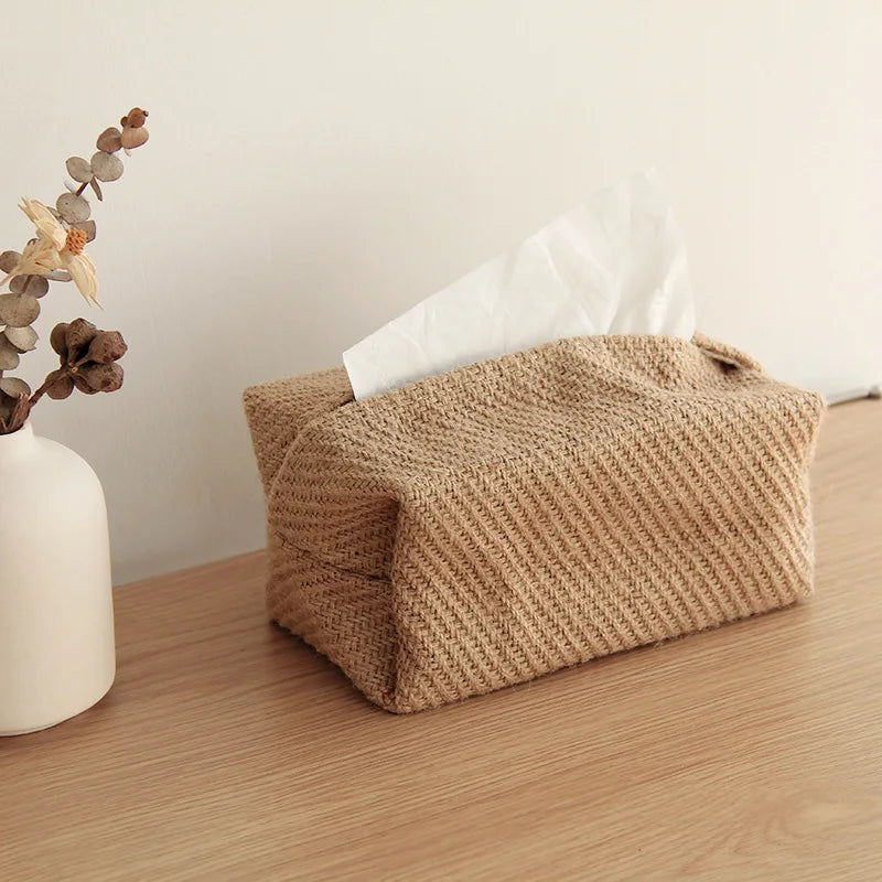 Japanese Cotton and Linen Fabric Tissue Box Simple Creative Home Kitchen&tabletop Living Room Dining Table Tissue Holder