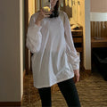 L800845 Custom Fall 2025 Trendy Women Clothes Gym Running Cotton Sports Oversized Loose Fit Long Sleeves Shirt for Women