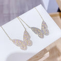 Luxury Gold Plated Amethyst Necklace Crystal Rhinestone Butterfly Charm Necklace Sparkling Cubic Zirconia CZ Butterfly Necklace