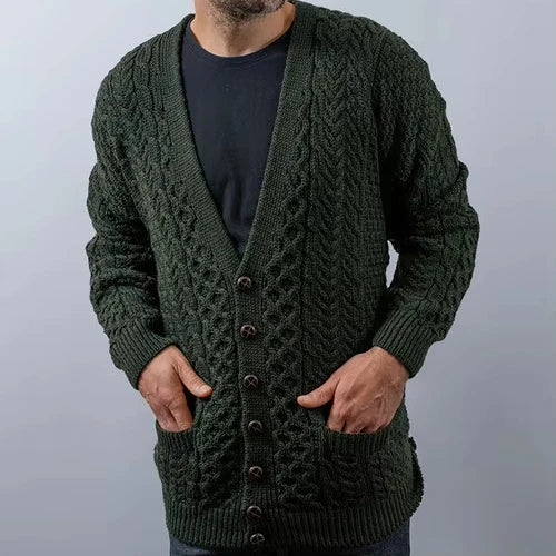 Ottoknit 2026 Custom Logo Design Knit Sweater Classic Homme Design Knitted Ribbed Trim Men's Cardigan Single Button Autumn