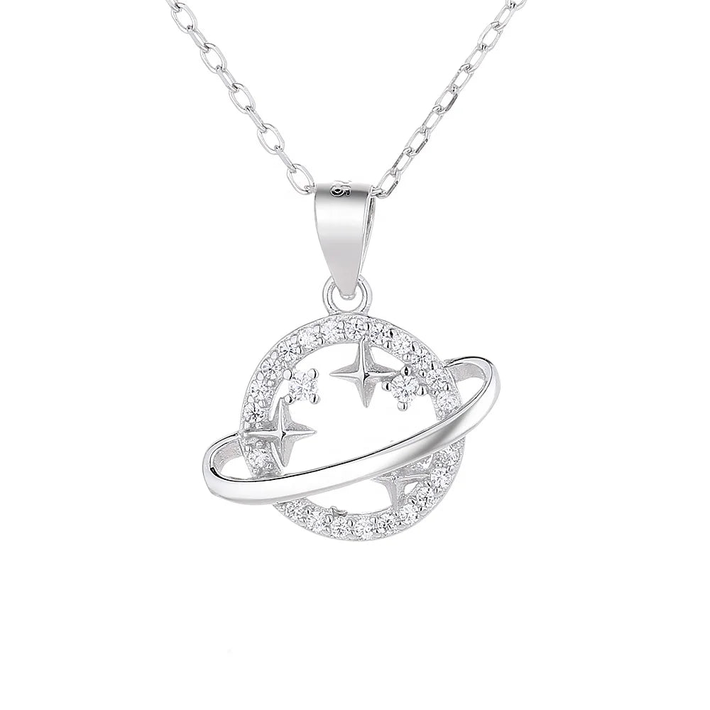 YAENO 925 Sterling Silver Planet Globe Necklace