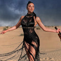 2025 New Boho Macrame Beach Dress Shoulder Bohemian Burning Man Wedding Photoshoot Goddess Spartan Men Vest Macrame Dress