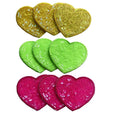 New Arrival Wholesale Iron on Glitter Sequin Applique Embroidery Heart Patches Heat Seal  6cm Green Yellow Hot Pink Heart Patch