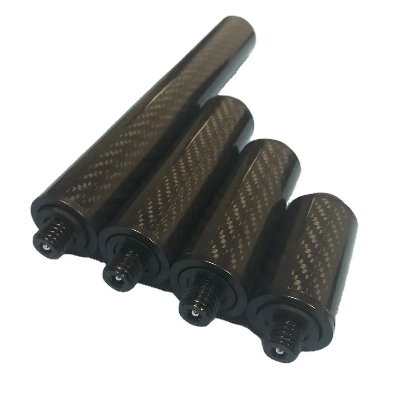 Xmlivet Customize Black Carbon Pool/Billiard Cue Extensions 2/3/4/8inch with Bumpers for Mezz Cue Extenders Billiard Accessories