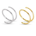 Hot Selling Fashion Gold Silver Twist Nose Ring  Stainless Steel Nose Rings Fashion Spiral Double Hoop Nose Ring for Teen Girls