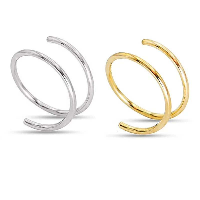 Hot Selling Fashion Gold Silver Twist Nose Ring  Stainless Steel Nose Rings Fashion Spiral Double Hoop Nose Ring for Teen Girls