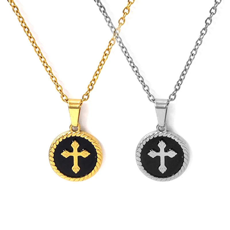 Elegant Heart Pendant Necklace 18K Gold Plated Stainless Steel Jewelry Oli Dropping Cross Men Women MSPN-0017