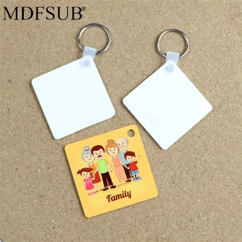 MDFSUB Cartoon Personalized Photo Double-Sided Sublimation FRP Plastic Keychain 50x50mm Square DIY