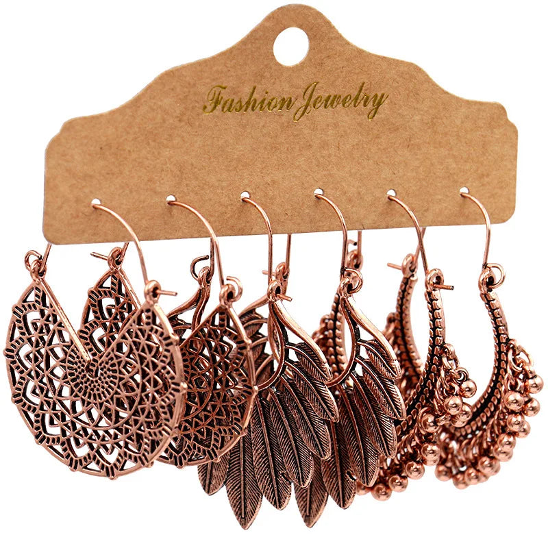Set Earrings Women Nepalese Fashion Vintage Baroque Style Alloy Accessories Creative Punk Earrings Set Wholesale