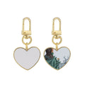 Promotion Gift Heart Keychains Gold Sublimation Metal Charm Heart Keychains