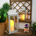 Set of Two Silver Lantern Square Stainless Steel Lantern Best Indoor Outdoor Decoration