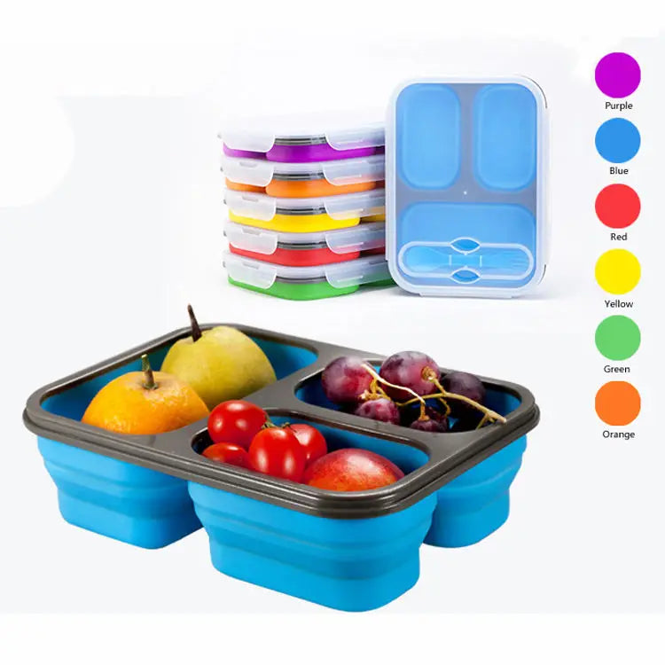 Hyri Silicone Microwave Airtight Foldable Fresh Food Bento Storage Containers Collapsible Lunch Box
