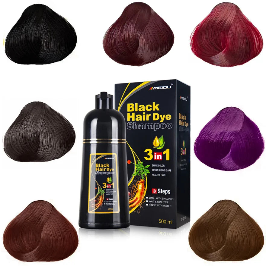 Dark Brown Natural Herbal Hair Dye Easy Wash Black Hair Shampoo