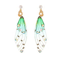Unique Handmade Fairy Clear Resin Simulation Butterfly Wing Earrings Foil Rhinestones Butterfly Drop Earrings for Women