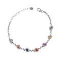 Elegant Rhodium Plated Silver 925 Jewelry Natural Rainbow Sapphire Bracelet for Women Fine Bracelets