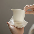 White Ceramic Porcelain Gong Dao Bei Tea Dispenser Simple Mutton Fat Jade Cup with Filter and Drain Fair Cup Sea
