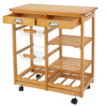 3-Tier Wooden Serving Trolley Durable Rolling Kitchen Island Serving Cart With Wheels Kitchen Cart Trolley Serving Trolley Cart